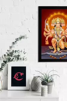 eCraftIndia Panch Mukhi Lord Hanuman Satin Matt Texture UV Art Painting