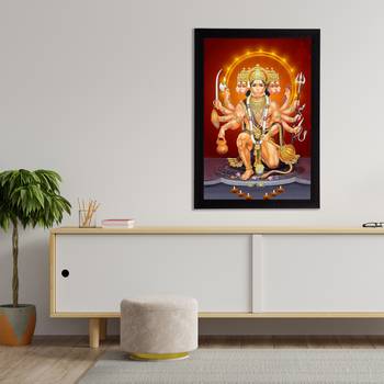 eCraftIndia Panch Mukhi Lord Hanuman Satin Matt Texture UV Art Painting 3