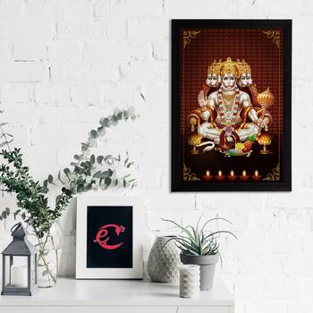 eCraftIndia Panch Mukhi Lord Hanuman Satin Matt Texture UV Art Painting 2