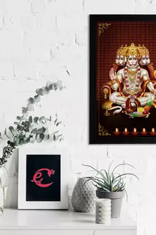 eCraftIndia Panch Mukhi Lord Hanuman Satin Matt Texture UV Art Painting