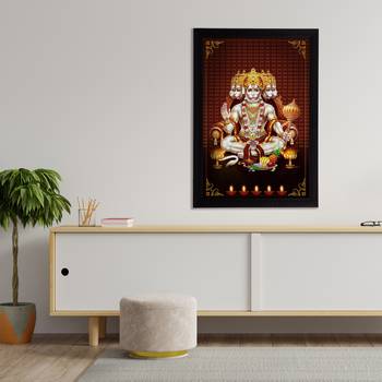 eCraftIndia Panch Mukhi Lord Hanuman Satin Matt Texture UV Art Painting 3