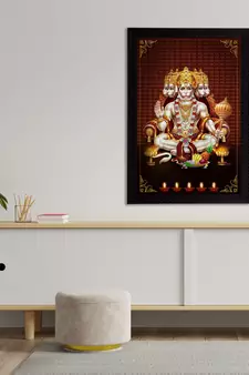 eCraftIndia Panch Mukhi Lord Hanuman Satin Matt Texture UV Art Painting