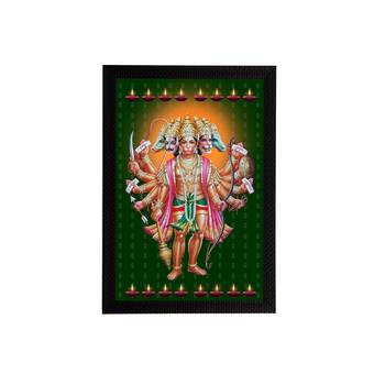 eCraftIndia Panch Mukhi Lord Hanuman Satin Matt Texture UV Art Painting 1