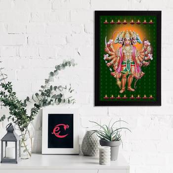 eCraftIndia Panch Mukhi Lord Hanuman Satin Matt Texture UV Art Painting 2