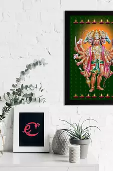 eCraftIndia Panch Mukhi Lord Hanuman Satin Matt Texture UV Art Painting