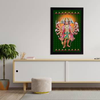 eCraftIndia Panch Mukhi Lord Hanuman Satin Matt Texture UV Art Painting 3