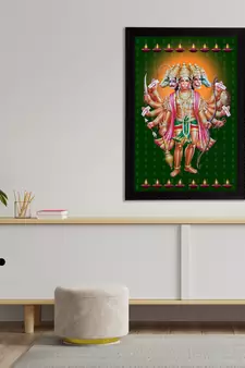 eCraftIndia Panch Mukhi Lord Hanuman Satin Matt Texture UV Art Painting
