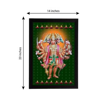 eCraftIndia Panch Mukhi Lord Hanuman Satin Matt Texture UV Art Painting 4