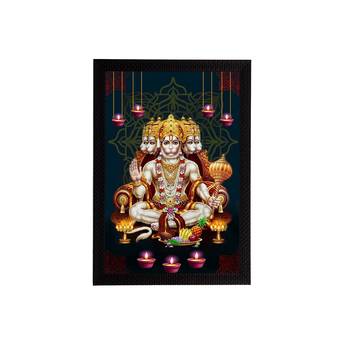 eCraftIndia Panch Mukhi Lord Hanuman Satin Matt Texture UV Art Painting 1