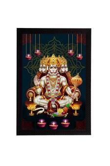 eCraftIndia Panch Mukhi Lord Hanuman Satin Matt Texture UV Art Painting