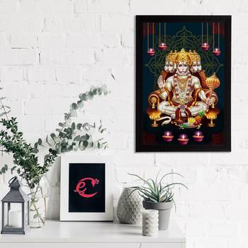 eCraftIndia Panch Mukhi Lord Hanuman Satin Matt Texture UV Art Painting 2
