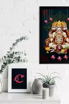 eCraftIndia Panch Mukhi Lord Hanuman Satin Matt Texture UV Art Painting