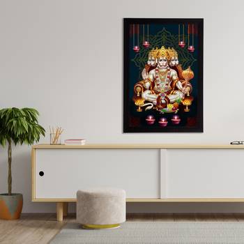 eCraftIndia Panch Mukhi Lord Hanuman Satin Matt Texture UV Art Painting 3