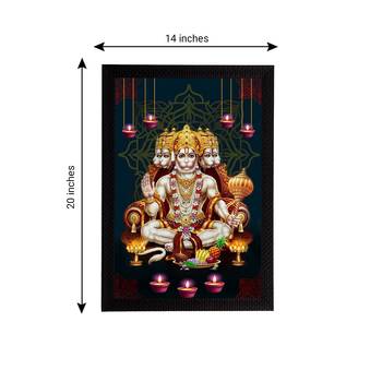 eCraftIndia Panch Mukhi Lord Hanuman Satin Matt Texture UV Art Painting 4
