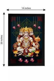 eCraftIndia Panch Mukhi Lord Hanuman Satin Matt Texture UV Art Painting