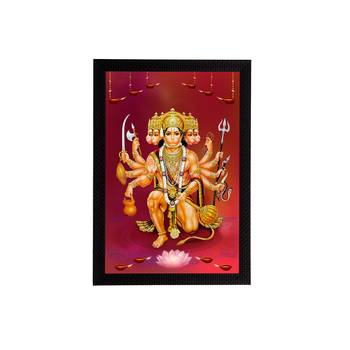 eCraftIndia Panch Mukhi Lord Hanuman Satin Matt Texture UV Art Painting 1