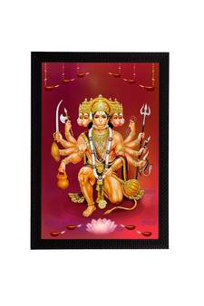 eCraftIndia Panch Mukhi Lord Hanuman Satin Matt Texture UV Art Painting
