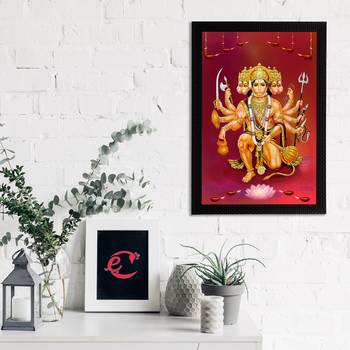 eCraftIndia Panch Mukhi Lord Hanuman Satin Matt Texture UV Art Painting 2