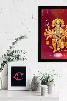 eCraftIndia Panch Mukhi Lord Hanuman Satin Matt Texture UV Art Painting