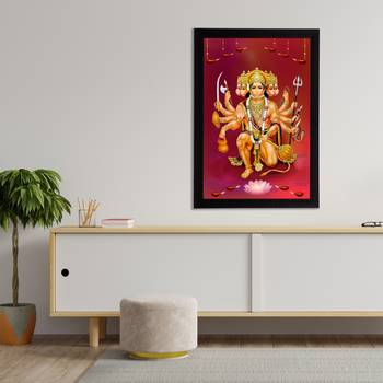 eCraftIndia Panch Mukhi Lord Hanuman Satin Matt Texture UV Art Painting 3