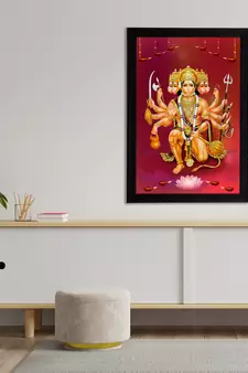 eCraftIndia Panch Mukhi Lord Hanuman Satin Matt Texture UV Art Painting
