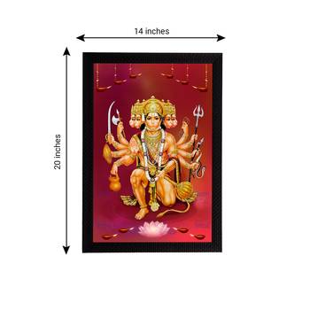 eCraftIndia Panch Mukhi Lord Hanuman Satin Matt Texture UV Art Painting 4