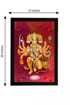 eCraftIndia Panch Mukhi Lord Hanuman Satin Matt Texture UV Art Painting