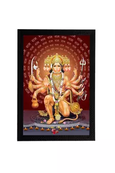 eCraftIndia Panch Mukhi Lord Hanuman Satin Matt Texture UV Art Painting