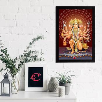 eCraftIndia Panch Mukhi Lord Hanuman Satin Matt Texture UV Art Painting 2