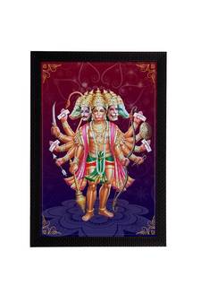 eCraftIndia Panch Mukhi Lord Hanuman Satin Matt Texture UV Art Painting