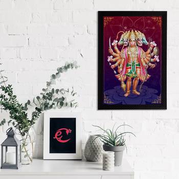 eCraftIndia Panch Mukhi Lord Hanuman Satin Matt Texture UV Art Painting 2