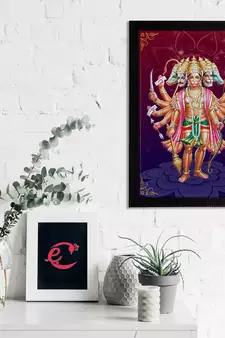 eCraftIndia Panch Mukhi Lord Hanuman Satin Matt Texture UV Art Painting