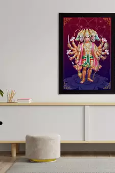 eCraftIndia Panch Mukhi Lord Hanuman Satin Matt Texture UV Art Painting
