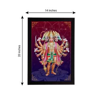 eCraftIndia Panch Mukhi Lord Hanuman Satin Matt Texture UV Art Painting 4