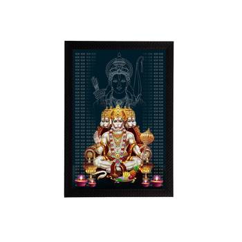 eCraftIndia Panch Mukhi Lord Hanuman Satin Matt Texture UV Art Painting 1