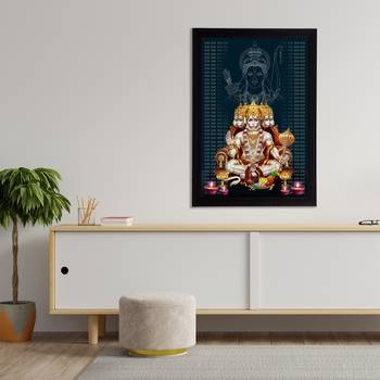 eCraftIndia Panch Mukhi Lord Hanuman Satin Matt Texture UV Art Painting 3