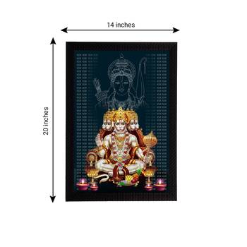 eCraftIndia Panch Mukhi Lord Hanuman Satin Matt Texture UV Art Painting 4