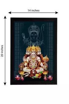 eCraftIndia Panch Mukhi Lord Hanuman Satin Matt Texture UV Art Painting