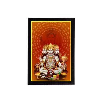 eCraftIndia Panch Mukhi Lord Hanuman Satin Matt Texture UV Art Painting 1