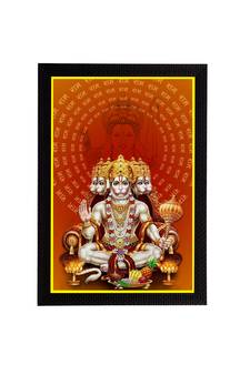 eCraftIndia Panch Mukhi Lord Hanuman Satin Matt Texture UV Art Painting