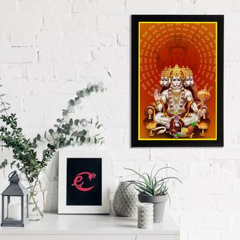 eCraftIndia Panch Mukhi Lord Hanuman Satin Matt Texture UV Art Painting 2