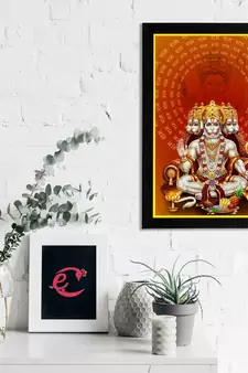 eCraftIndia Panch Mukhi Lord Hanuman Satin Matt Texture UV Art Painting