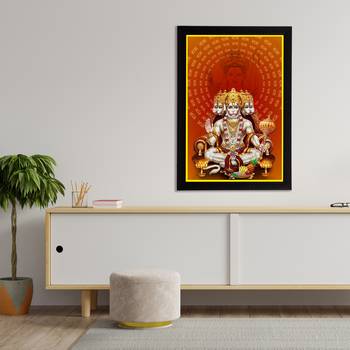 eCraftIndia Panch Mukhi Lord Hanuman Satin Matt Texture UV Art Painting 3