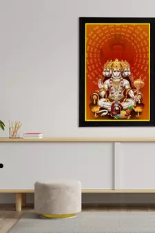 eCraftIndia Panch Mukhi Lord Hanuman Satin Matt Texture UV Art Painting