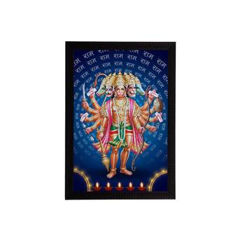 eCraftIndia Panch Mukhi Lord Hanuman Satin Matt Texture UV Art Painting 1