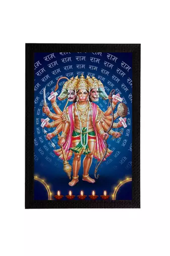 eCraftIndia Panch Mukhi Lord Hanuman Satin Matt Texture UV Art Painting