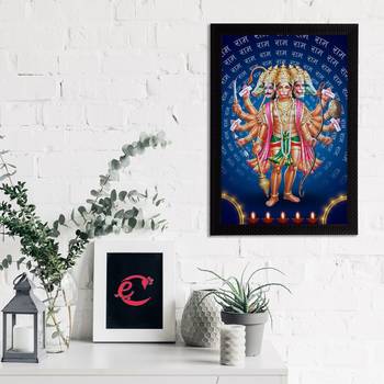 eCraftIndia Panch Mukhi Lord Hanuman Satin Matt Texture UV Art Painting 2