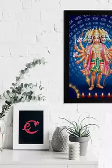 eCraftIndia Panch Mukhi Lord Hanuman Satin Matt Texture UV Art Painting