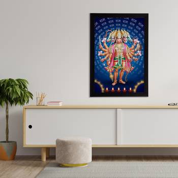 eCraftIndia Panch Mukhi Lord Hanuman Satin Matt Texture UV Art Painting 3