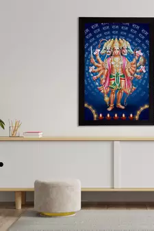 eCraftIndia Panch Mukhi Lord Hanuman Satin Matt Texture UV Art Painting